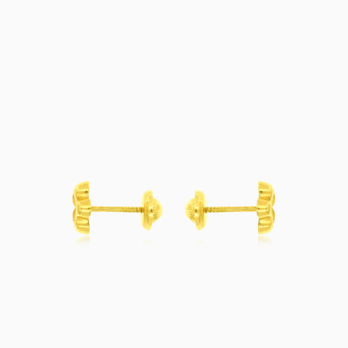 Yellow gold flower cubic zirconia earrings