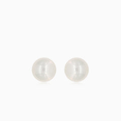 Pearl earrings in yellow gold with screwback for baby