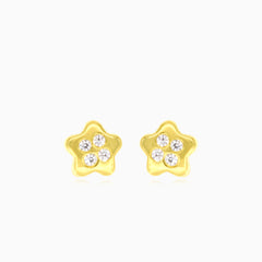 Boucles d’oreilles enfants en or jaune avec étoile en zircone cubique
