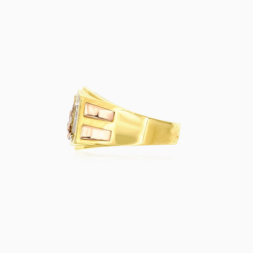 Lustrous ring with gun and cubic zirconia