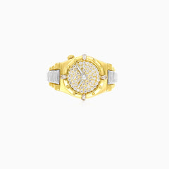 Bague design Golden Glamour avec zirconium cubique