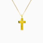 Goldenes Schichten-Kreuz-Pendant mit matter Oberfläche