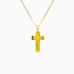 Goldenes Schichten-Kreuz-Pendant mit matter Oberfläche