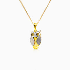 Owl pendant with diamond polished surface