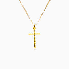 Colgante cruz de oro amarillo pulido brillante