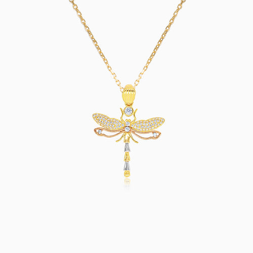 Sofistikovaný zlatý přívěsek vážky