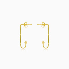 Unique gold earrings with ball and zircons