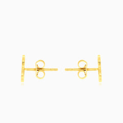 Cat stud earrings in yellow gold and cubic zirconia