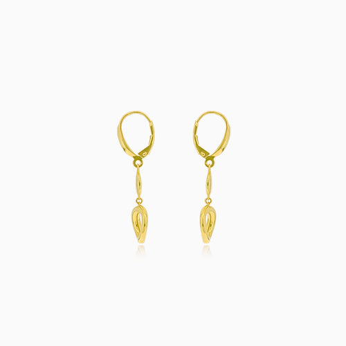 Gold Dangle Earrings with a Circle and a Coin