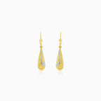 Drop dangling gold earrings with sandblasted details