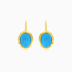 Cabochon oval turquoise gold earrings