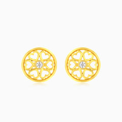 Puces d’oreilles cœurs en or avec zircon cubique