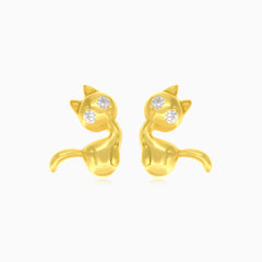 Boucles d’oreilles puces en or avec zircon cubique mignon miaou