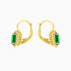 Oval cut emerald halo earrings