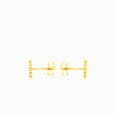 Boucles d'oreilles trèfle à quatre feuilles en or jaune avec agate