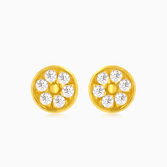 Boucles d’oreilles puces en or avec zircon cubique lumineux