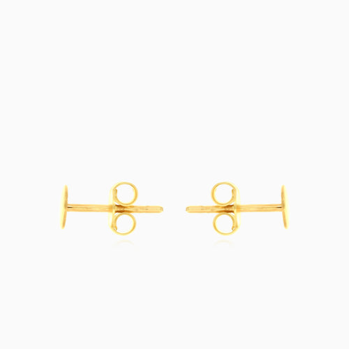 High polished button gold earrings