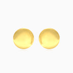 High polished button gold earrings