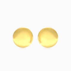 High polished button gold earrings
