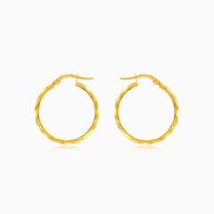 French lock twist hoop gold earrings