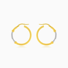 Dvoubarvné zlaté kruhové náušnice