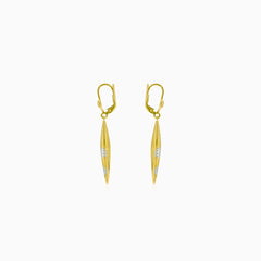 Pendientes colgantes de oro amarillo y blanco