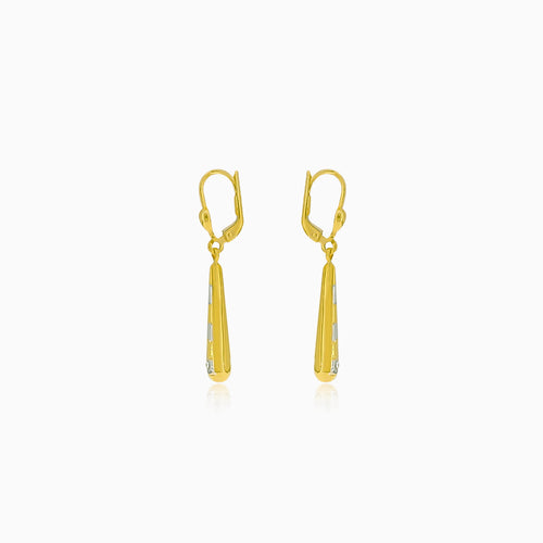Gold Drop Dangle Striped Earrings