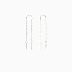 Bílé zlaté provlékací náušnice s řetízkem a kruhem