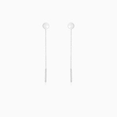 Pendientes de cadena con placa en oro blanco