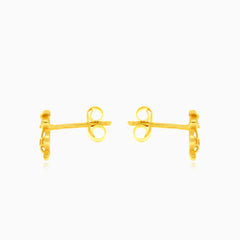 Boucles d’oreilles clous en or avec zircon cubique hibou