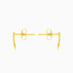 Boucles d'oreilles clou en or jaune avec cœur en zirconium cubique