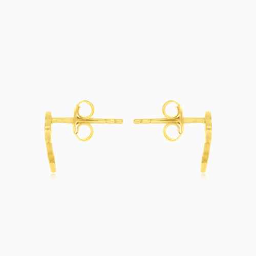 Boucles d'oreilles clou en or jaune avec cœur en zirconium cubique