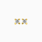 Yellow gold stud earrings with round cubic zirconia