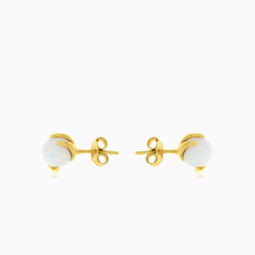 Boucles d’oreilles uniques en opale blanche avec zircon cubique