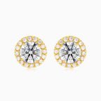 Pendientes de botón con halo de circonita cúbica