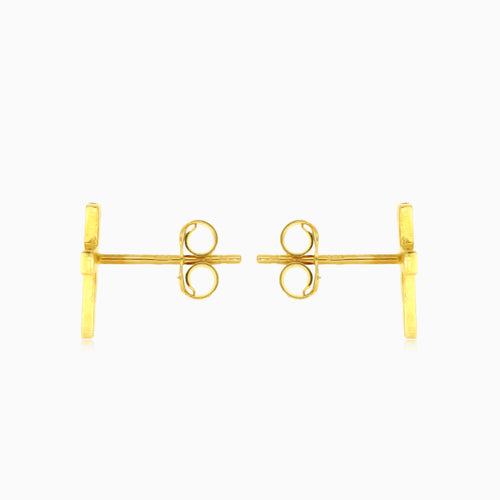 Boucles d’oreilles puces croix en or jaune