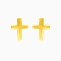 Boucles d’oreilles puces croix en or jaune