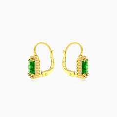 Pendientes con halo y zirconia cúbica rectangular de corte esmeralda