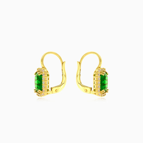 Pendientes con halo y zirconia cúbica rectangular de corte esmeralda