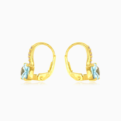 Ohrringe aus Gold mit blauem Topas und Zirkonia