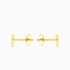 Yellow gold cubic zirconia cross stud earring