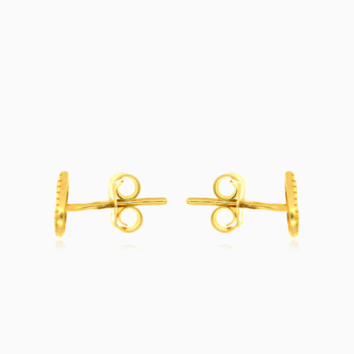 Gelbgoldene Herz-Post-Ohrringe mit Diamantschliff