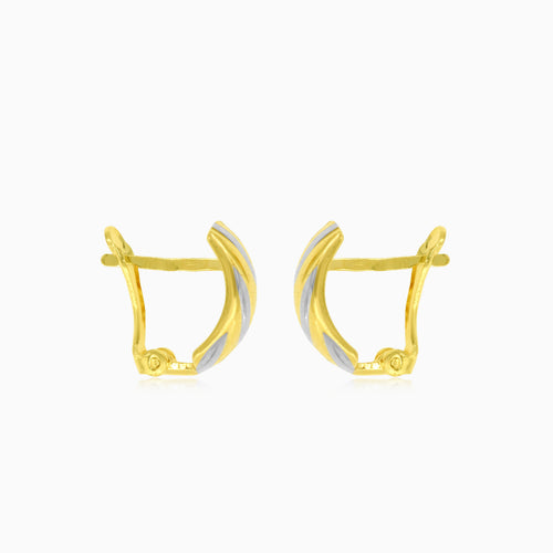 Lesklé dvoubarevné zlaté náušnice