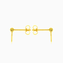 Yellow gold circle ball hoop earring