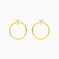 Boucles d’oreilles cercle en or jaune avec zircone cubique