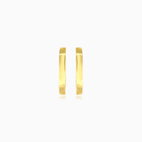 Rectangular hoop gold earrings