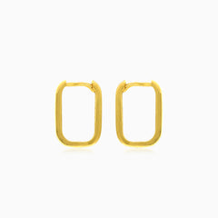 Rectangular hoop gold earrings