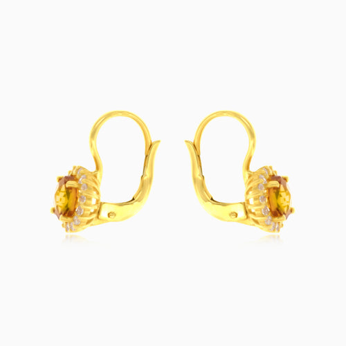 Pendientes de oro amarillo con citrino natural