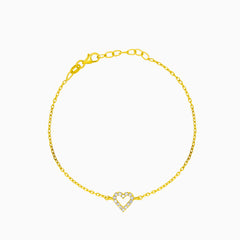 Gold-Armband mit Herz, verziert mit Zirkonia