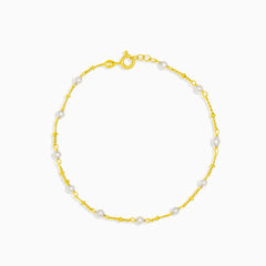 Eleven pearl gold chain bracelet